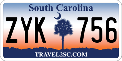 SC license plate ZYK756