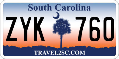 SC license plate ZYK760
