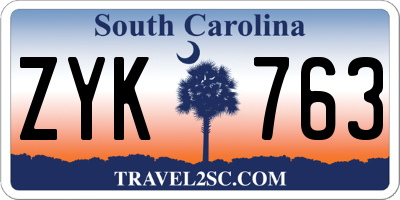 SC license plate ZYK763