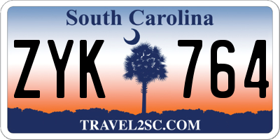 SC license plate ZYK764
