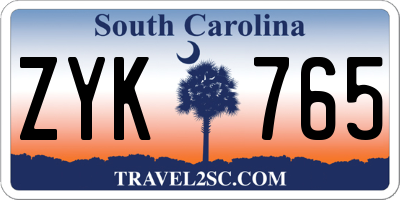 SC license plate ZYK765