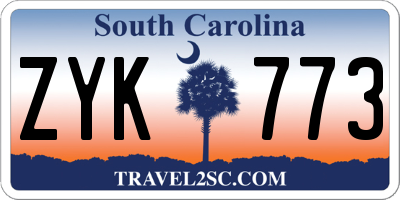 SC license plate ZYK773