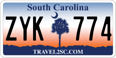 SC license plate ZYK774