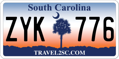 SC license plate ZYK776