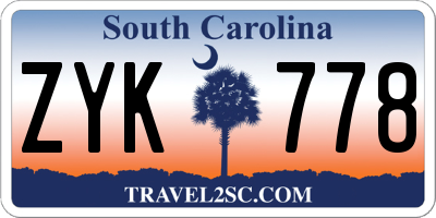 SC license plate ZYK778
