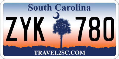 SC license plate ZYK780