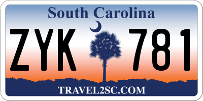 SC license plate ZYK781