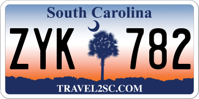 SC license plate ZYK782