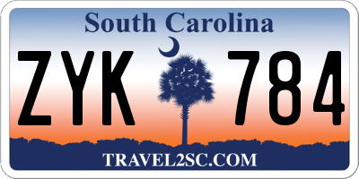 SC license plate ZYK784