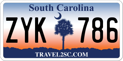 SC license plate ZYK786