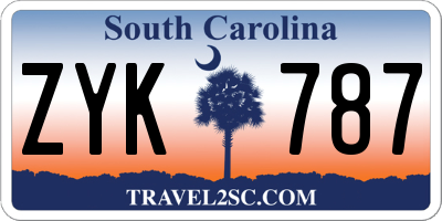 SC license plate ZYK787