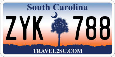 SC license plate ZYK788