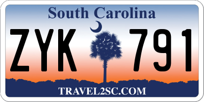 SC license plate ZYK791