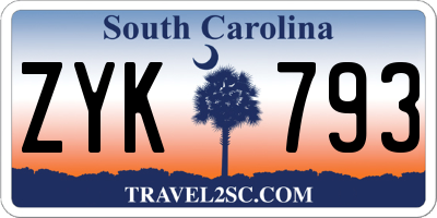 SC license plate ZYK793