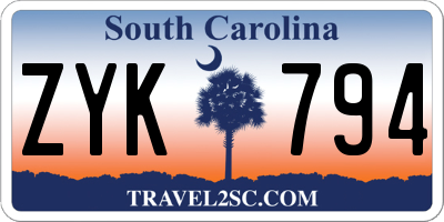 SC license plate ZYK794