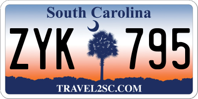 SC license plate ZYK795