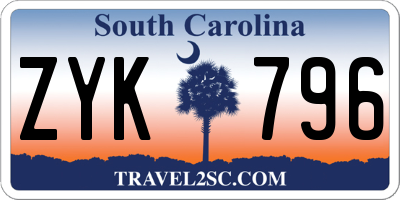 SC license plate ZYK796