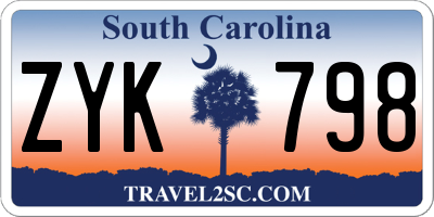 SC license plate ZYK798