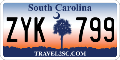 SC license plate ZYK799