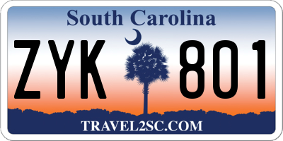 SC license plate ZYK801