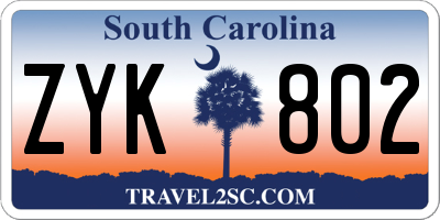 SC license plate ZYK802