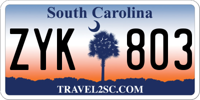 SC license plate ZYK803