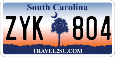 SC license plate ZYK804