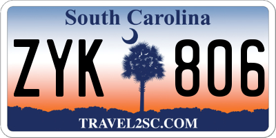 SC license plate ZYK806