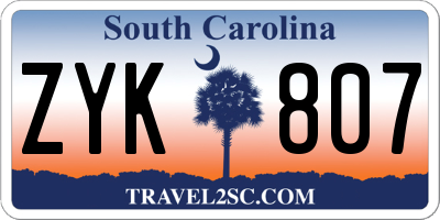 SC license plate ZYK807