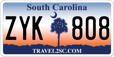 SC license plate ZYK808