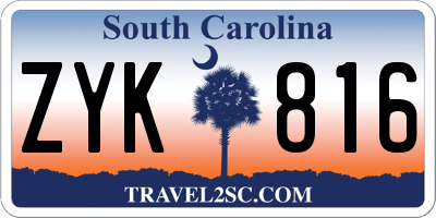 SC license plate ZYK816