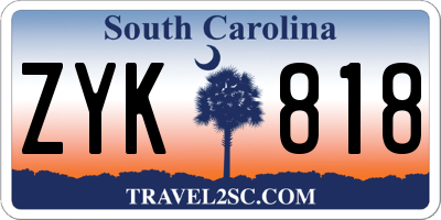 SC license plate ZYK818