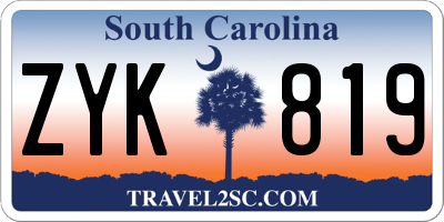 SC license plate ZYK819