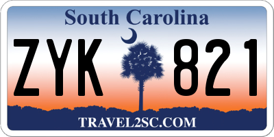 SC license plate ZYK821