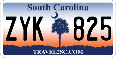 SC license plate ZYK825