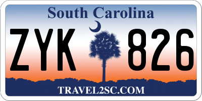 SC license plate ZYK826