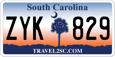 SC license plate ZYK829