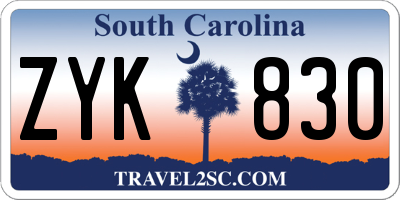 SC license plate ZYK830