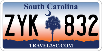 SC license plate ZYK832