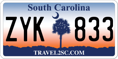 SC license plate ZYK833