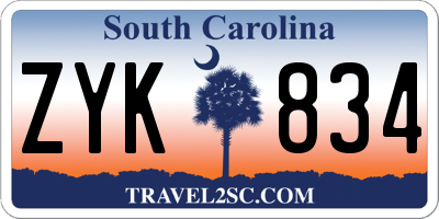 SC license plate ZYK834