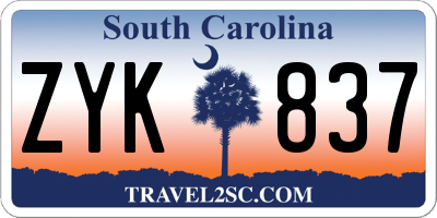 SC license plate ZYK837