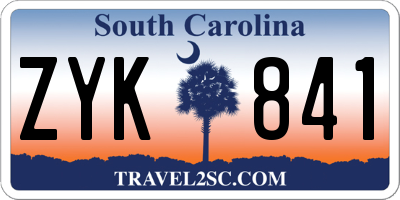 SC license plate ZYK841