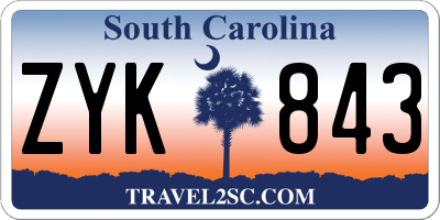 SC license plate ZYK843