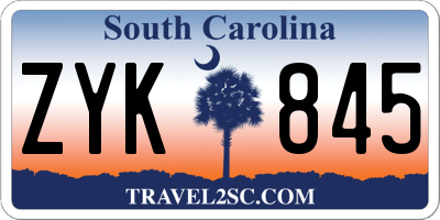 SC license plate ZYK845