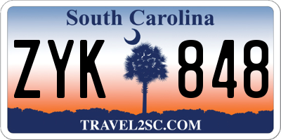 SC license plate ZYK848