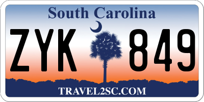 SC license plate ZYK849