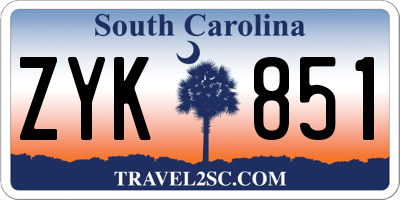 SC license plate ZYK851