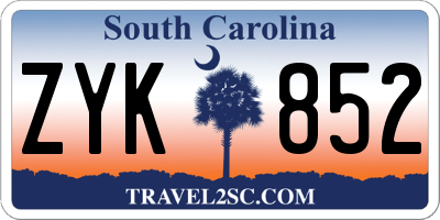 SC license plate ZYK852