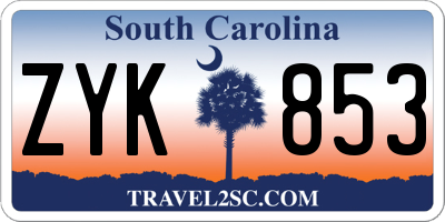 SC license plate ZYK853